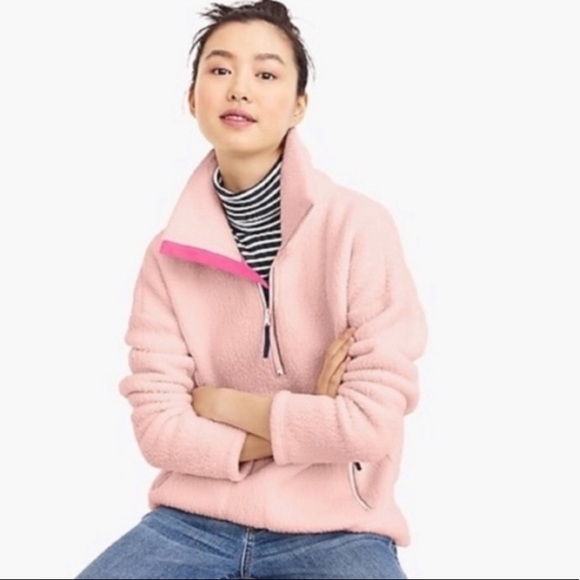 J. Crew Sweaters - J. Crew Polartec Pink Fleece Sherpa Half Zip Jacket Size Small
